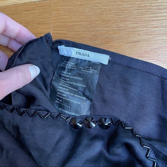 Prada black silk and beaded small pillowcase/garment bag. - Picture 8 of 8